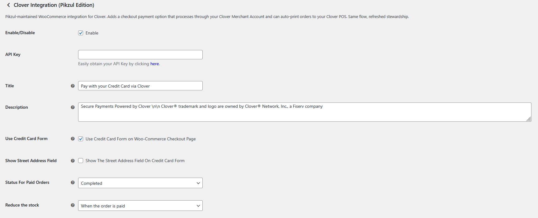 Clover Payment Gateway for Woocommerce